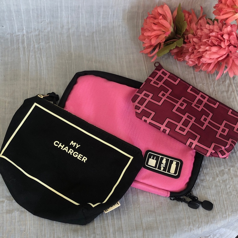 3 pack TECH CHARGERS ACCESSORIES storage cases travel bags